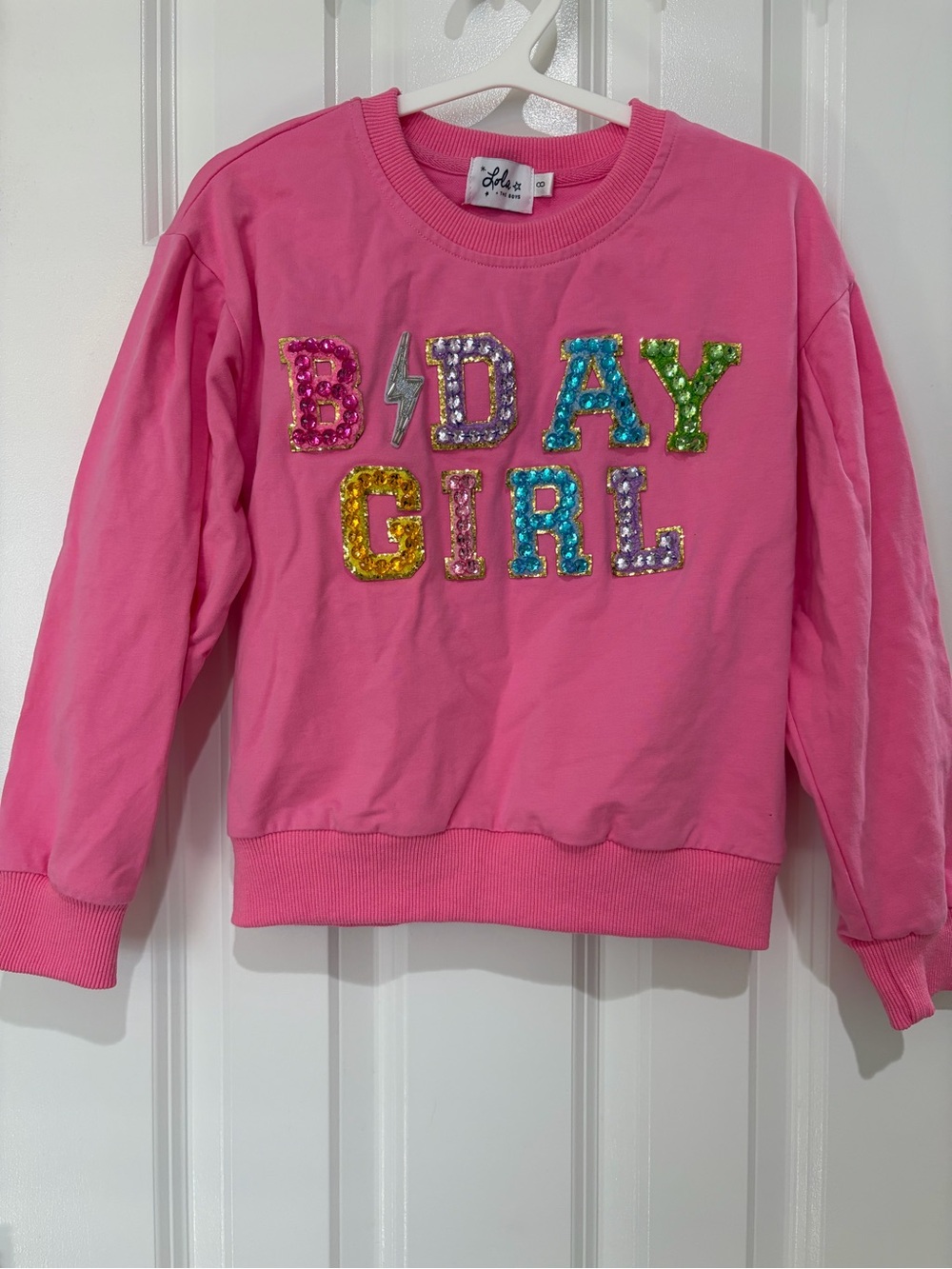 Lola + The Boys Pink Sequin 'B'DAY GIRL' Sweatshirt
